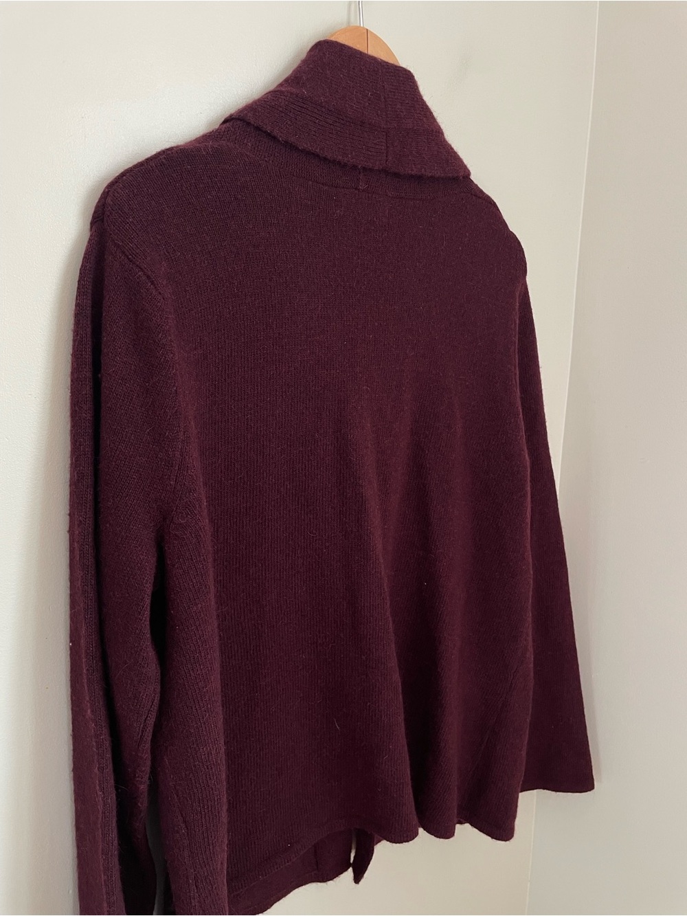 Vintage Susan Bristol Burgundy Shawl Collar Angora Wool Cardigan Sz 2X Cozy - Picture 6 of 9